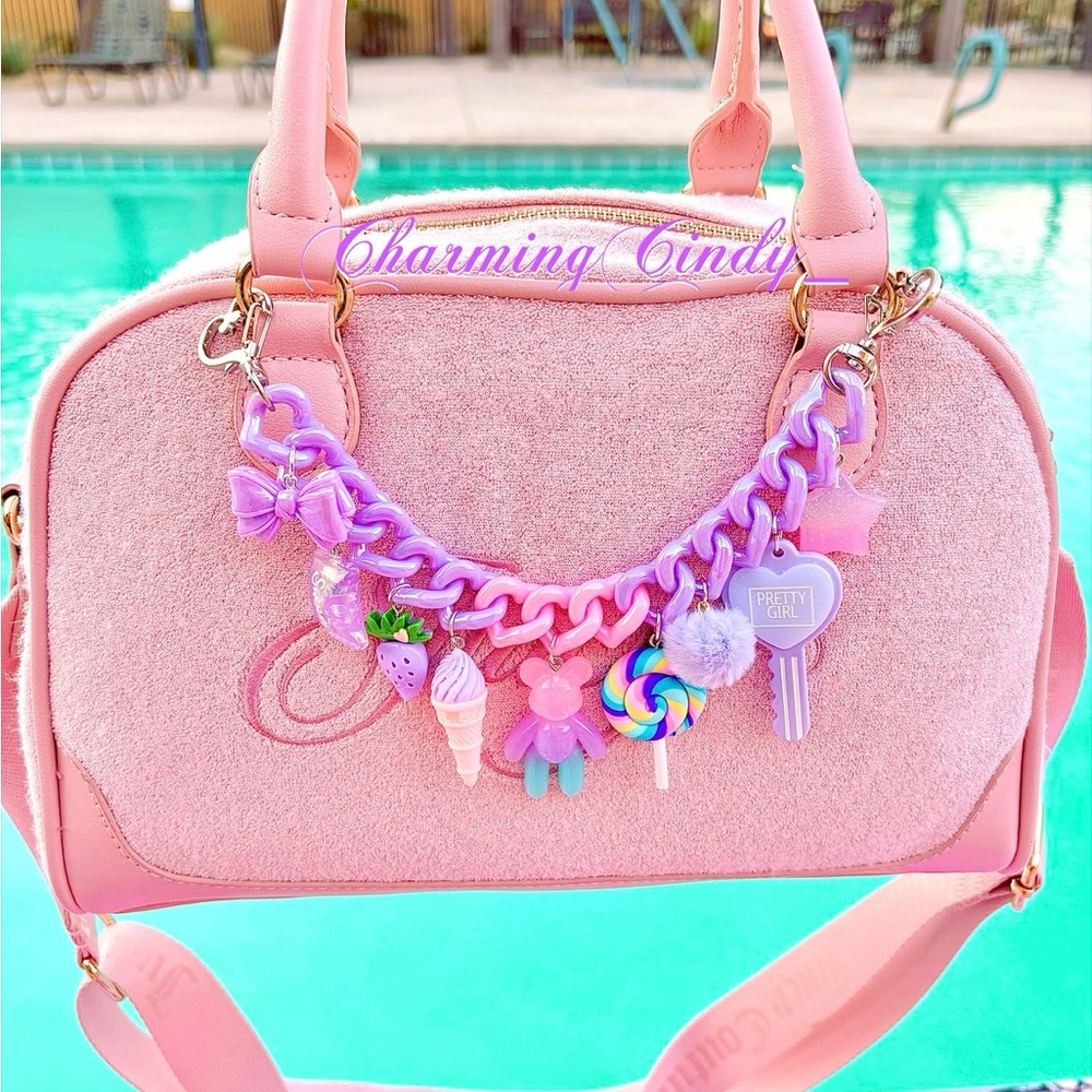 Pink and Purple Purse charms.